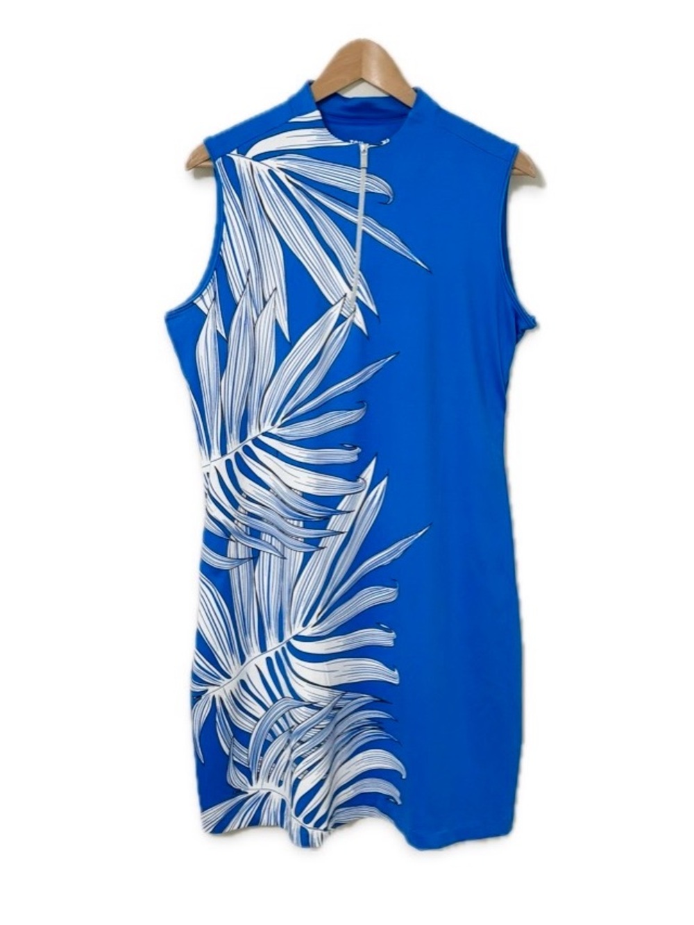 Tail Activewear Palm Leaf Golf Dress Sleeveless 1/4 Zip Size L Athleisure Blue